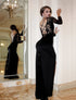 Sexy Black Sheath Lace Up Side Slit Prom Dress LBQ0084